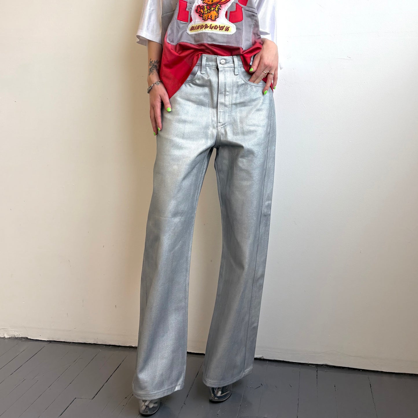 SILVER PAINTED FOREVER DENIM PANT