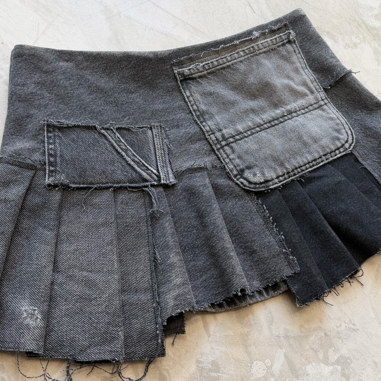 CHARCOAL PATCHWORK SKIRT