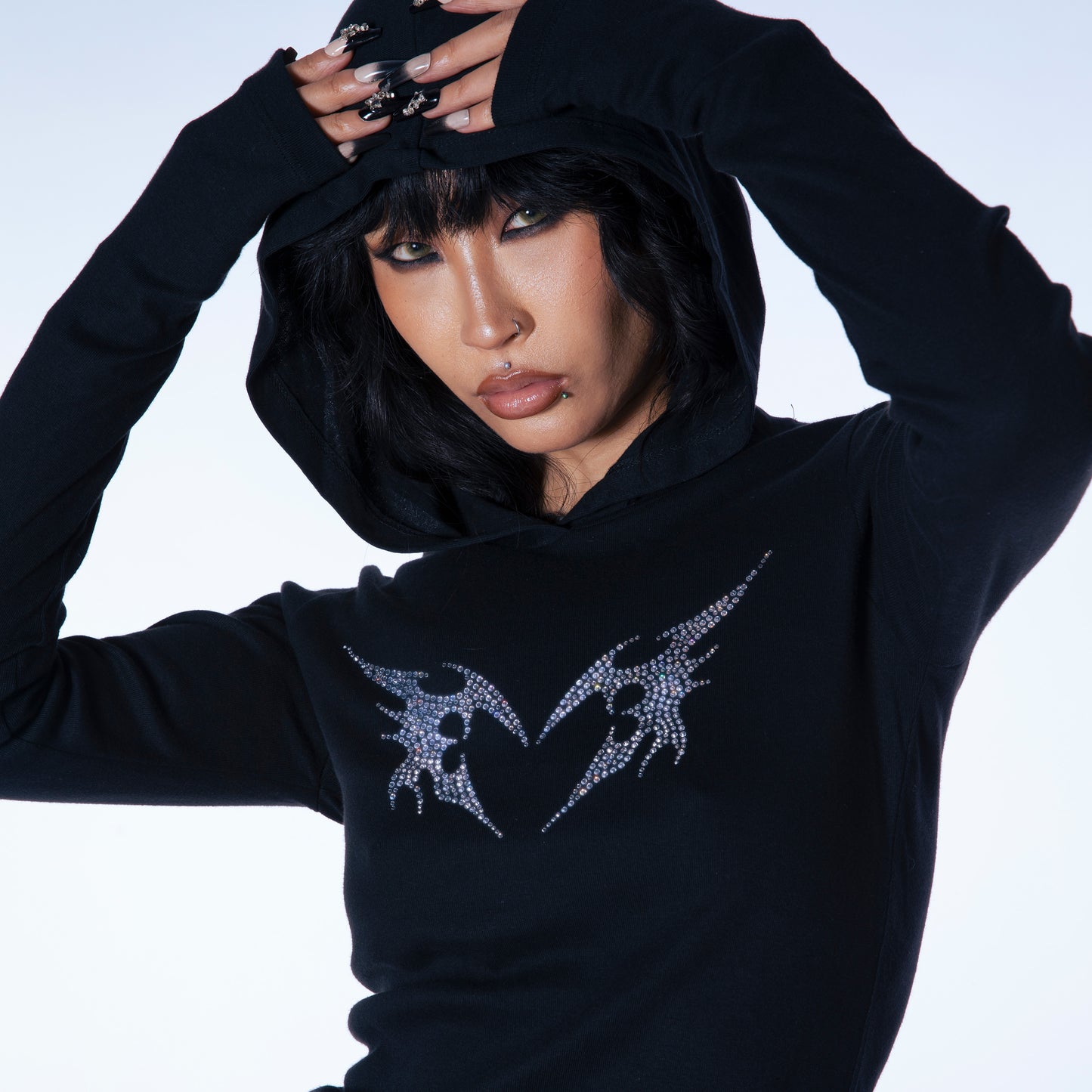 DARK ANGEL RHINESTONE BABY TEE
