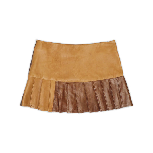 BROWN LEATHER STAR SKIRT