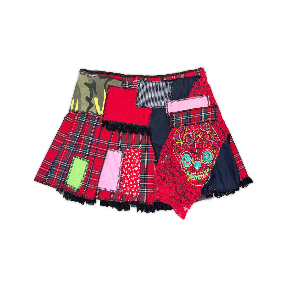 PLAID PATCHWORK SKIRT