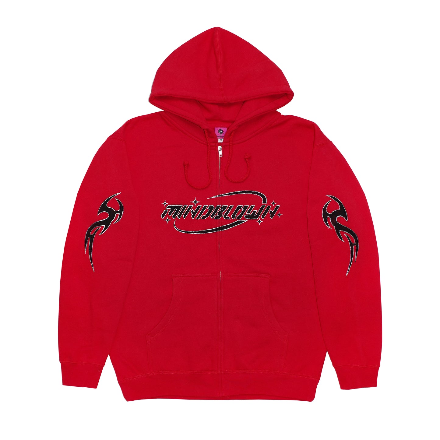 RED CYBER ZIP UP HOODIE