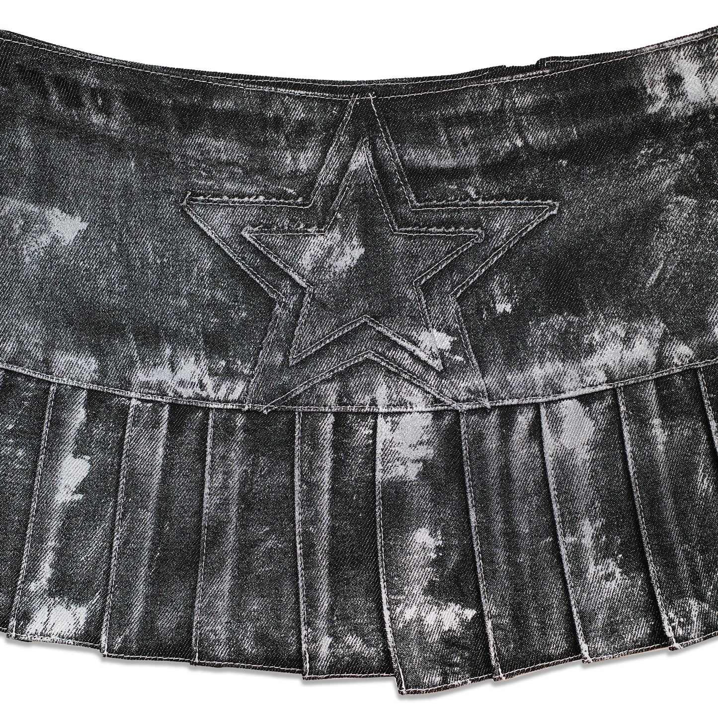 SILVER DENIM STAR SKIRT