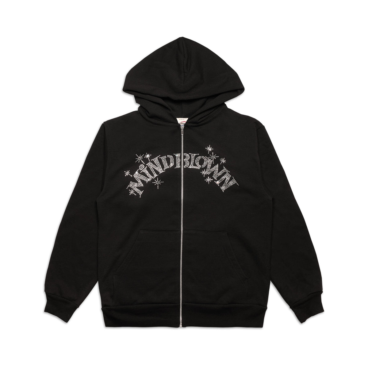 BLACK RHINESTONE SPARKLE ZIP UP HOODIE – MINDBLOWN